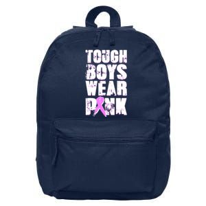 Distressed Tough Boys Wear Pink Breast Cancer Awareness 16 in Basic Backpack