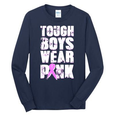 Distressed Tough Boys Wear Pink Breast Cancer Awareness Tall Long Sleeve T-Shirt