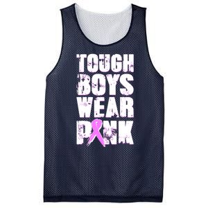 Distressed Tough Boys Wear Pink Breast Cancer Awareness Mesh Reversible Basketball Jersey Tank