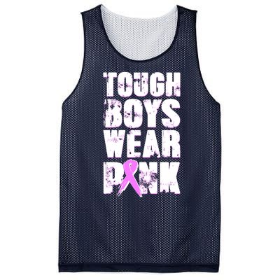 Distressed Tough Boys Wear Pink Breast Cancer Awareness Mesh Reversible Basketball Jersey Tank