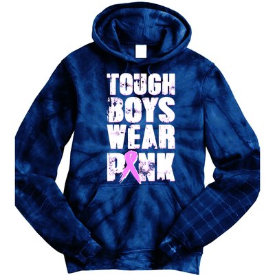 Distressed Tough Boys Wear Pink Breast Cancer Awareness Tie Dye Hoodie