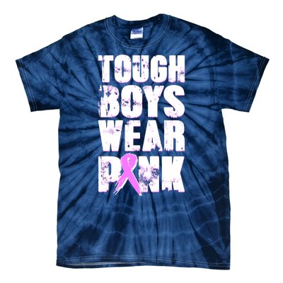 Distressed Tough Boys Wear Pink Breast Cancer Awareness Tie-Dye T-Shirt