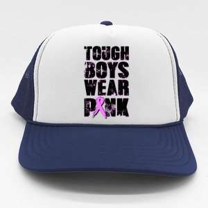 Distressed Tough Boys Wear Pink Breast Cancer Awareness Trucker Hat