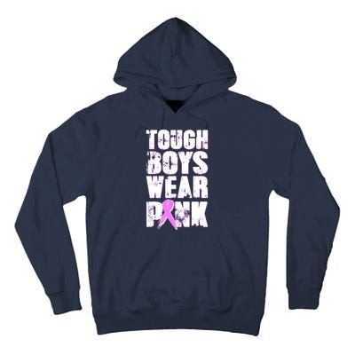 Distressed Tough Boys Wear Pink Breast Cancer Awareness Tall Hoodie