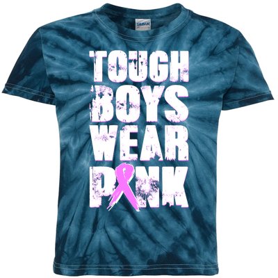 Distressed Tough Boys Wear Pink Breast Cancer Awareness Kids Tie-Dye T-Shirt