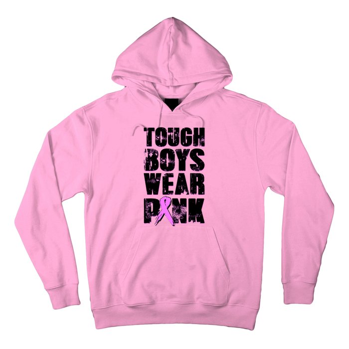 Distressed Tough Boys Wear Pink Breast Cancer Awareness Hoodie