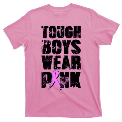 Distressed Tough Boys Wear Pink Breast Cancer Awareness T-Shirt