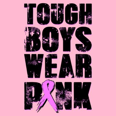 Distressed Tough Boys Wear Pink Breast Cancer Awareness T-Shirt