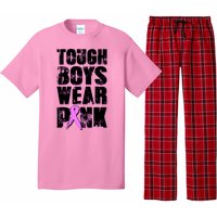 Distressed Tough Boys Wear Pink Breast Cancer Awareness Pajama Set