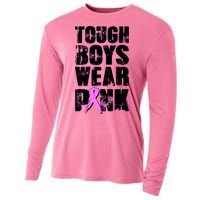 Distressed Tough Boys Wear Pink Breast Cancer Awareness Cooling Performance Long Sleeve Crew