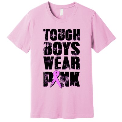 Distressed Tough Boys Wear Pink Breast Cancer Awareness Premium T-Shirt