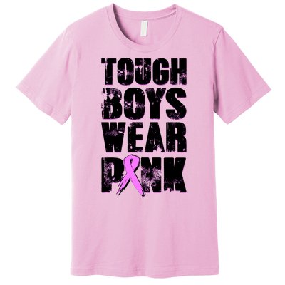 Distressed Tough Boys Wear Pink Breast Cancer Awareness Premium T-Shirt