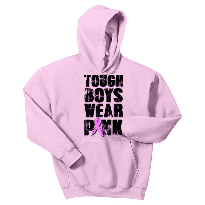 Distressed Tough Boys Wear Pink Breast Cancer Awareness Kids Hoodie