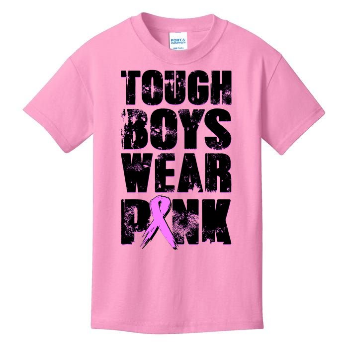 Distressed Tough Boys Wear Pink Breast Cancer Awareness Kids T-Shirt