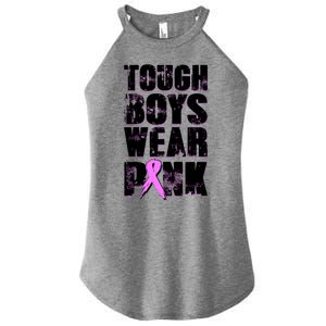 Distressed Tough Boys Wear Pink Breast Cancer Awareness Women's Perfect Tri Rocker Tank