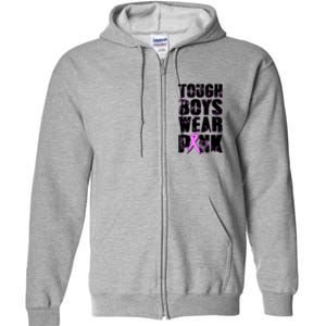 Distressed Tough Boys Wear Pink Breast Cancer Awareness Full Zip Hoodie