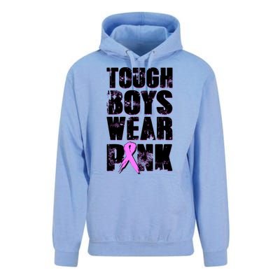 Distressed Tough Boys Wear Pink Breast Cancer Awareness Unisex Surf Hoodie