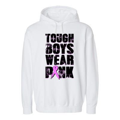 Distressed Tough Boys Wear Pink Breast Cancer Awareness Garment-Dyed Fleece Hoodie