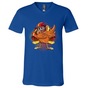 Dabbing Turkey Bowl Football Thanksgiving Cool Gift V-Neck T-Shirt