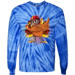 Dabbing Turkey Bowl Football Thanksgiving Cool Gift Tie-Dye Long Sleeve Shirt