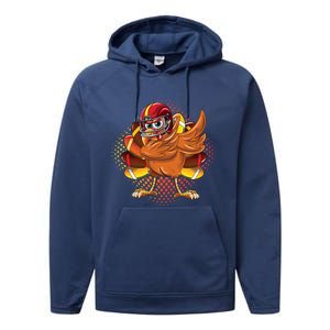 Dabbing Turkey Bowl Football Thanksgiving Cool Gift Performance Fleece Hoodie