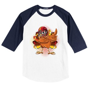 Dabbing Turkey Bowl Football Thanksgiving Cool Gift Baseball Sleeve Shirt