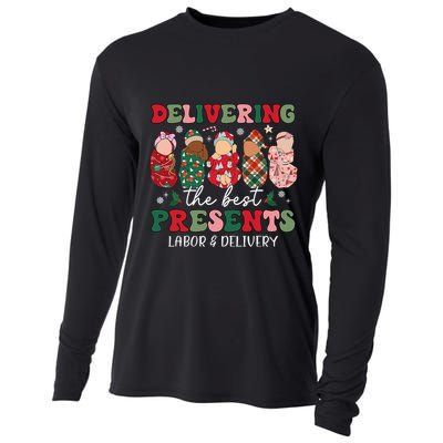 Delivering The Best Presents Labor Delivery Nurse Christmas Cooling Performance Long Sleeve Crew