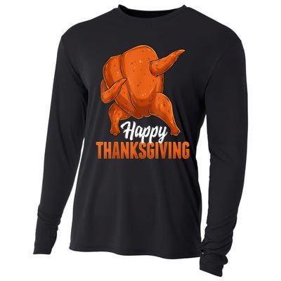 Dabbing Turkey Breast Thanksgiving Funny Dance Cooling Performance Long Sleeve Crew