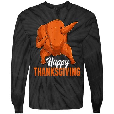 Dabbing Turkey Breast Thanksgiving Funny Dance Tie-Dye Long Sleeve Shirt