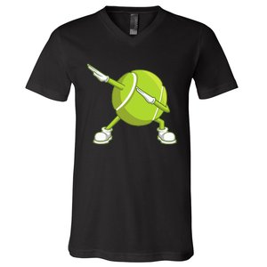 Dabbing Tennis Ball Funny Dab Dance Racket Game Outfit V-Neck T-Shirt