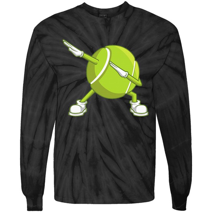 Dabbing Tennis Ball Funny Dab Dance Racket Game Outfit Tie-Dye Long Sleeve Shirt