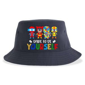 Dare to be yourself Autism Awareness Superheroes Sustainable Bucket Hat