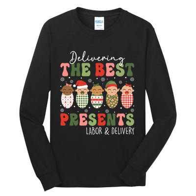 Delivering The Best Presents Labor Delivery Nurse Christmas Tall Long Sleeve T-Shirt