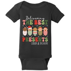 Delivering The Best Presents Labor Delivery Nurse Christmas Baby Bodysuit