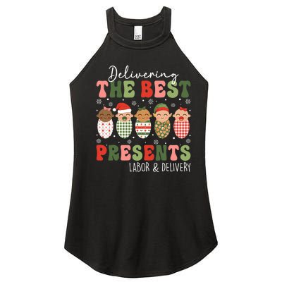 Delivering The Best Presents Labor Delivery Nurse Christmas Women’s Perfect Tri Rocker Tank