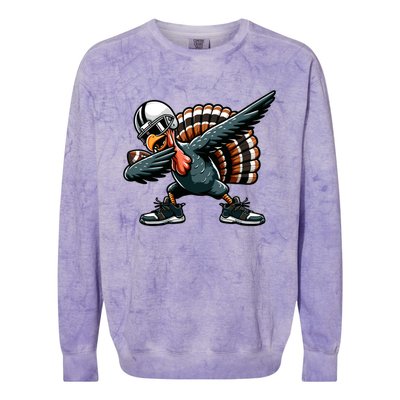 Dabbing Turkey Bowl Football Thanksgiving Gift Colorblast Crewneck Sweatshirt