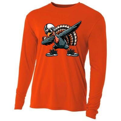 Dabbing Turkey Bowl Football Thanksgiving Gift Cooling Performance Long Sleeve Crew