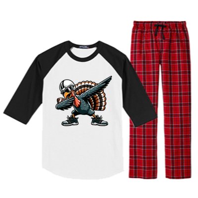 Dabbing Turkey Bowl Football Thanksgiving Gift Raglan Sleeve Pajama Set