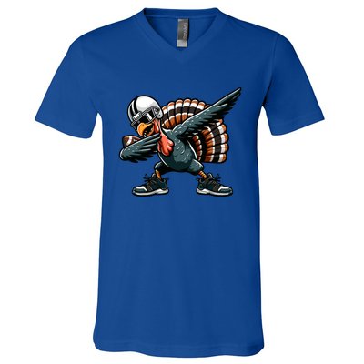 Dabbing Turkey Bowl Football Thanksgiving Gift V-Neck T-Shirt