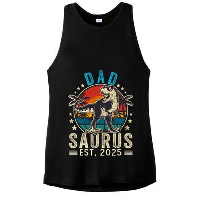 Dad To Be 2025 Dad Saurus Dinosaur Promoted To Daddy 2025 Ladies PosiCharge Tri-Blend Wicking Tank