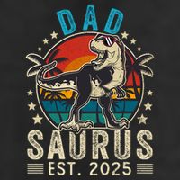 Dad To Be 2025 Dad Saurus Dinosaur Promoted To Daddy 2025 Garment-Dyed Fleece Hoodie