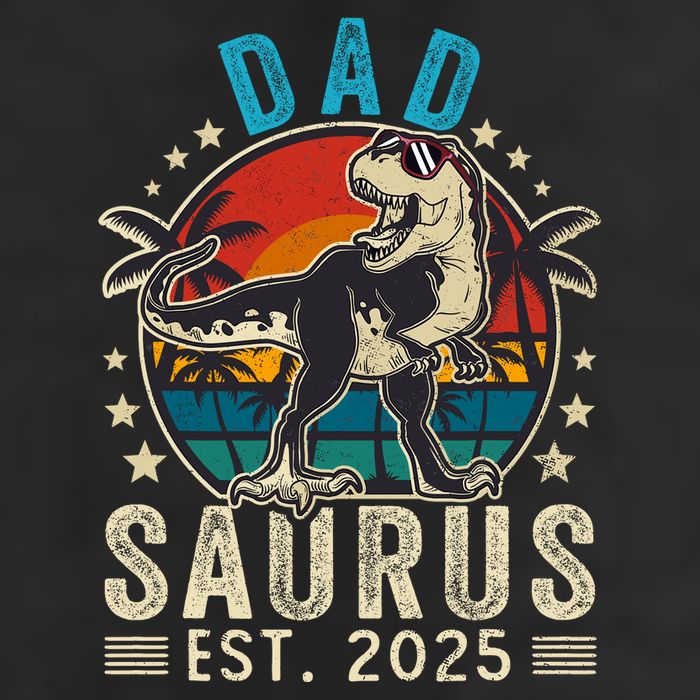 Dad To Be 2025 Dad Saurus Dinosaur Promoted To Daddy 2025 Garment-Dyed Fleece Hoodie