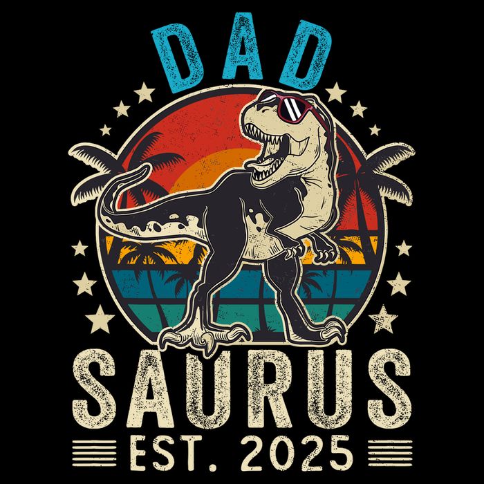 Dad To Be 2025 Dad Saurus Dinosaur Promoted To Daddy 2025 Flexfit Unipanel Trucker Cap
