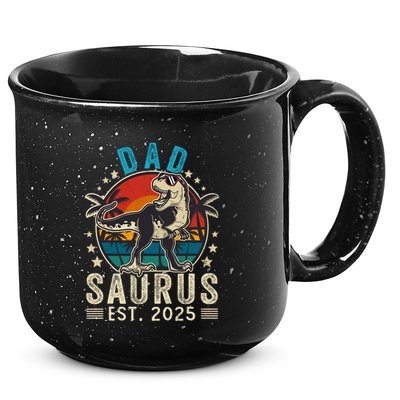 Dad To Be 2025 Dad Saurus Dinosaur Promoted To Daddy 2025 15oz Campfire Ceramic Mug