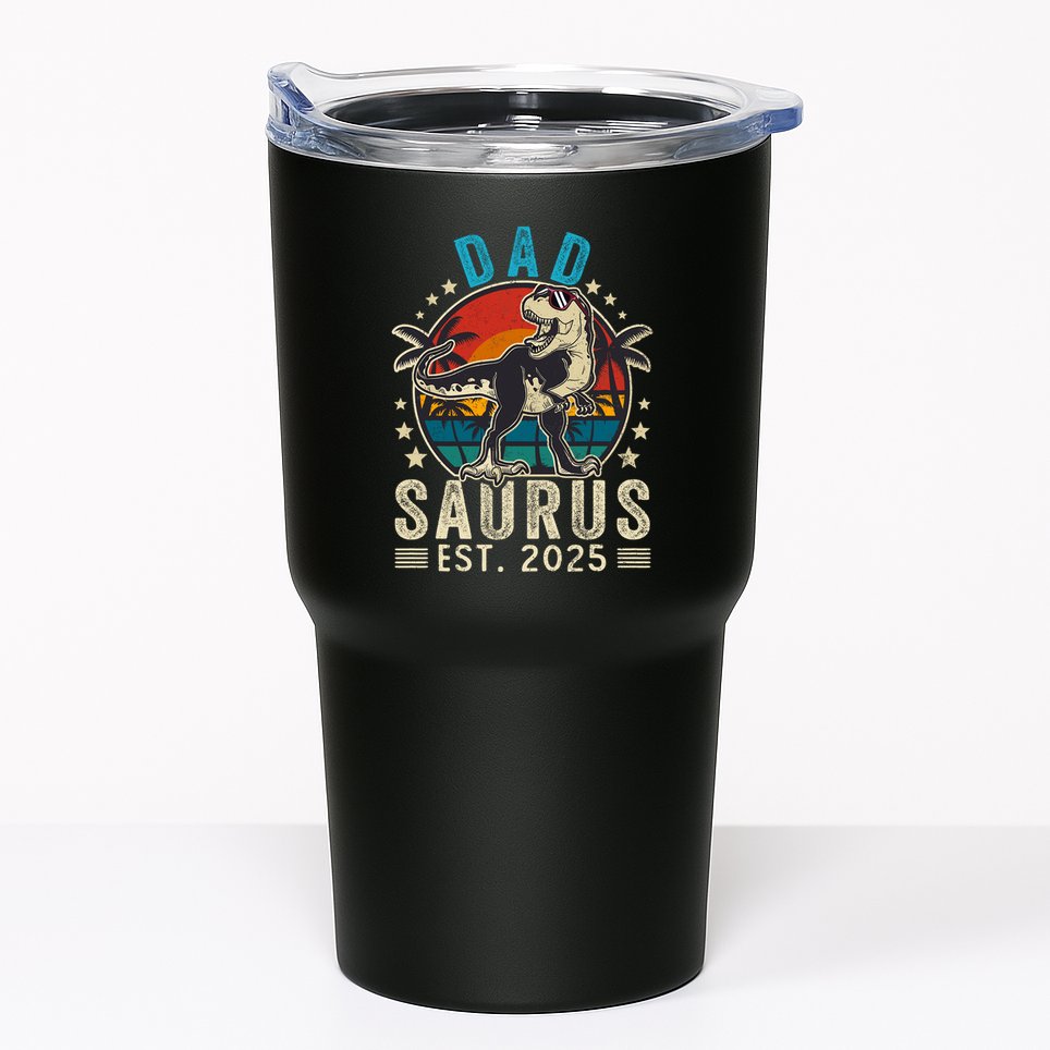 Dad To Be 2025 Dad Saurus Dinosaur Promoted To Daddy 2025 Tumbler