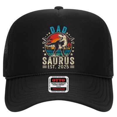 Dad To Be 2025 Dad Saurus Dinosaur Promoted To Daddy 2025 Trucker Hat