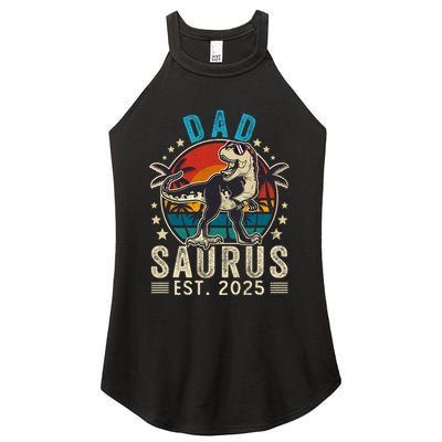 Dad To Be 2025 Dad Saurus Dinosaur Promoted To Daddy 2025 Women's Perfect Tri Rocker Tank