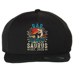 Dad To Be 2025 Dad Saurus Dinosaur Promoted To Daddy 2025 Wool Snapback Cap