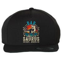 Dad To Be 2025 Dad Saurus Dinosaur Promoted To Daddy 2025 Wool Snapback Cap