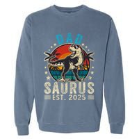 Dad To Be 2025 Dad Saurus Dinosaur Promoted To Daddy 2025 Garment-Dyed Sweatshirt